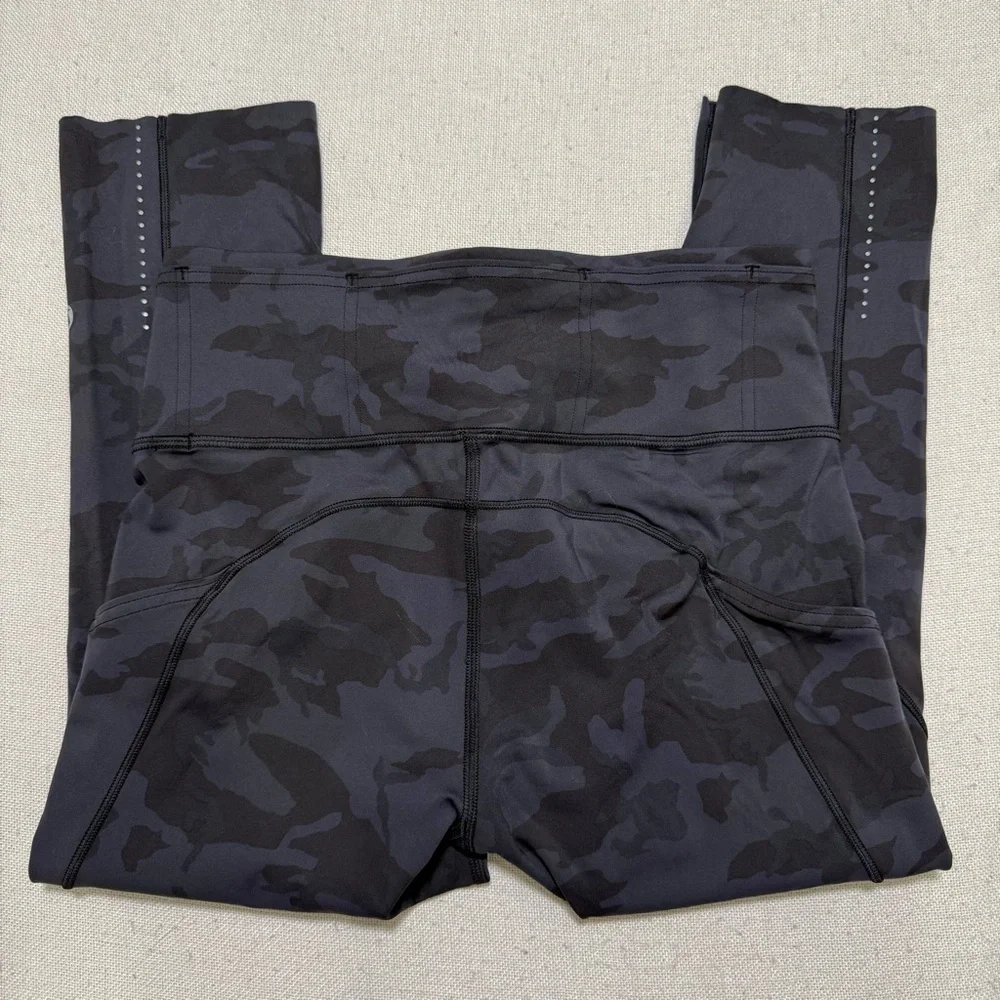 Lululemon Fast and Free Crop Leggings 19” Nulux Incognito Camo Multi Grey Size 6